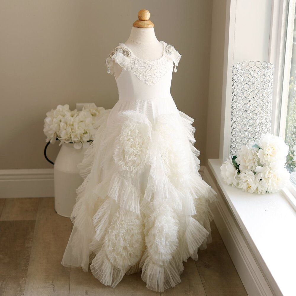 Dollcake Ivory Tulle Dress Jeweled Special Occasion Flower Girl Size 3 NEW